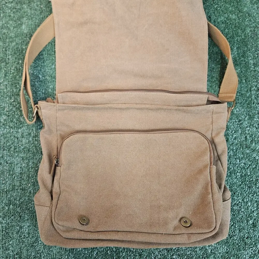 SMRITI Vintage Canvas Messenger Bag for Men 15.6-16 inch Laptop Large, Coffee
